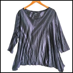 Simply Vera Vera Wang Tunic Top 3/4 Sleeve Asymmetric Hem Plus Size 1X